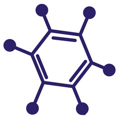 Chemistry illustration of a molecular structure design with hexagon shapes and blue geometric pattern