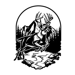 deer hunting illustration logo vector image t shirt