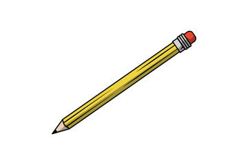 Yellow Pencil Cartoon Illustration Isolated White Background