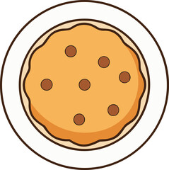 Illustration of a delicious chocolate chip cookie on a plate perfect for snack time and baking projects