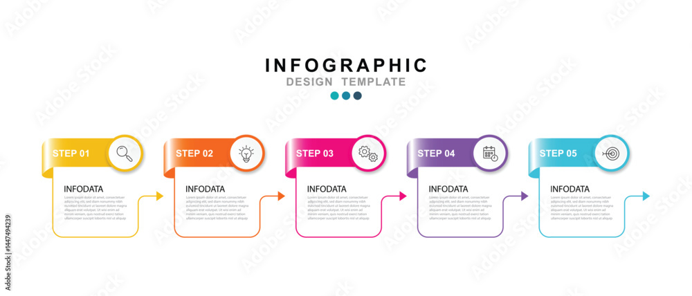Fototapete Vector Infographic label design template with icons and 5 options or steps. for your business data. Vector Illustration.