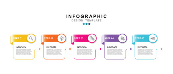 Vector Infographic label design template with icons and 5 options or steps. for your business data. Vector Illustration.