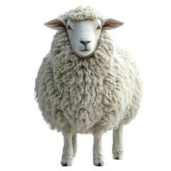 Sheep grazing in a meadow nature photography peaceful scene. Isolated on transparent background, png.