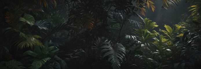 Intricate dark foliage, vibrant jungle leaves, shadows , leaf pattern, olive