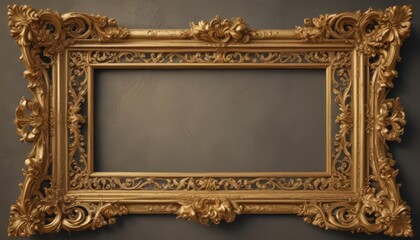 Intricate gold baroque scroll frame, vintage design ,  flourish,  royal,  decoration