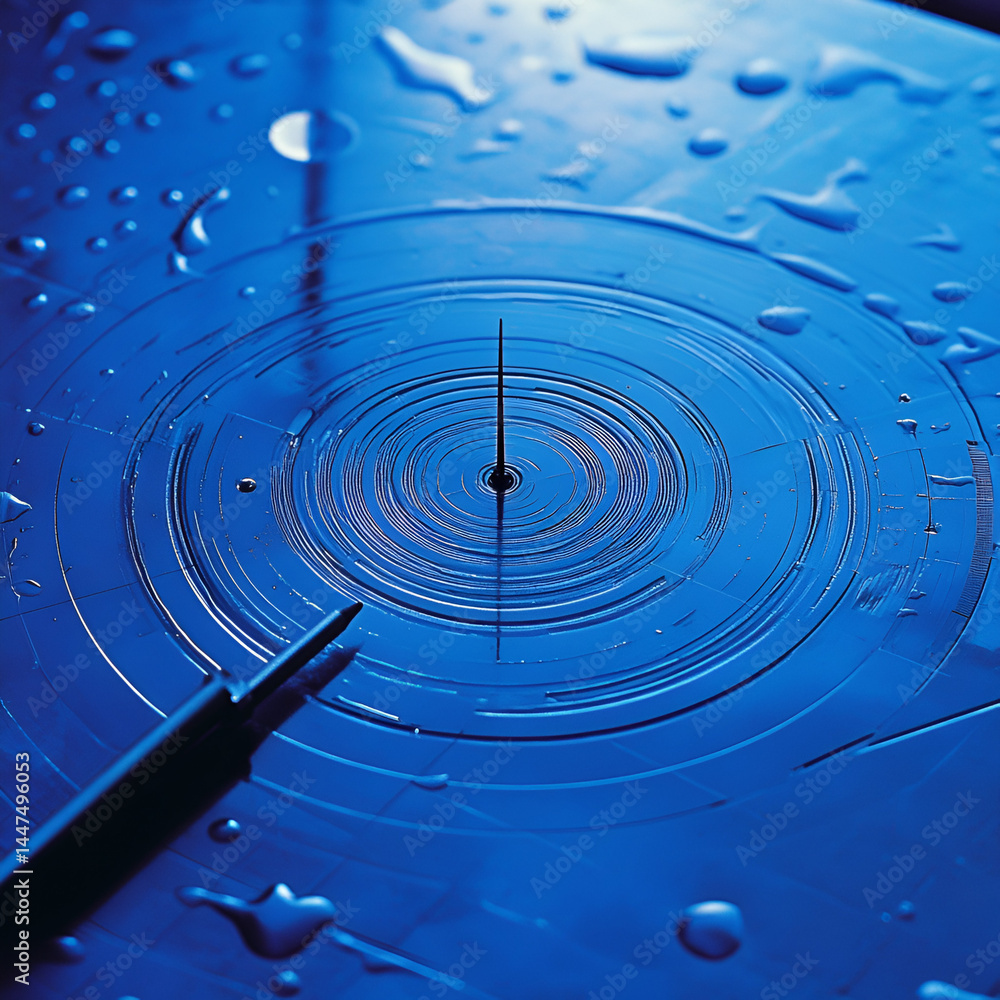 Poster droplet creating ripples water surface macro photography studio environment close-up viewpoint fluid
