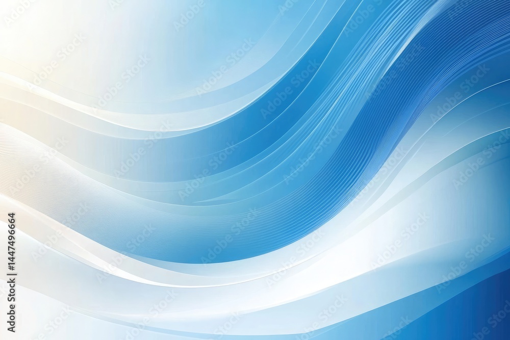 Poster abstract background of elegant blue wavy lines and smooth gradient shades pattern