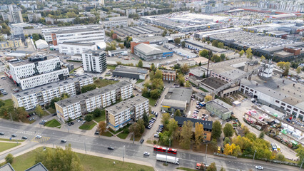 Fototapeta premium Aerial View of Urban Industrial and Residential Area