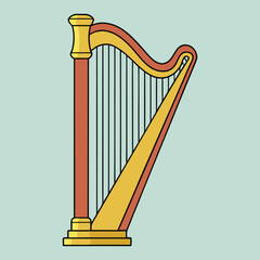 Elegant harp illustration classic musical instrument detailed vector design