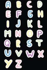 Colorful alphabet Letters with White Outline