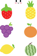 Colorful and Cute Fruit Illustrations