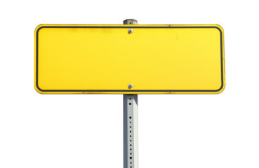 blank yellow old sign isolated on white or transparent png