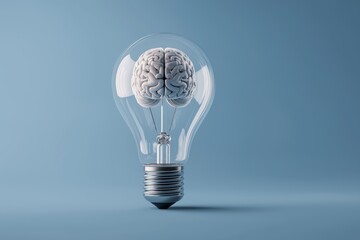 Brain Inside Lightbulb Creative Concept