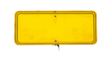 blank yellow old sign isolated on white or transparent png