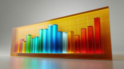 A colorful 3d bar graph showcasing financial and business data, representing growth.