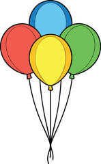 Cartoon balloons illustration with red yellow green and blue colors for celebrations and party decorations