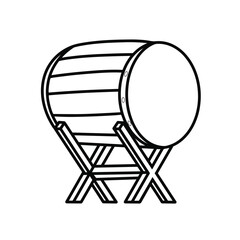 Line art bedug icon with detailed lines. Modern representation of the traditional instrument. Suitable for cultural and music designs.