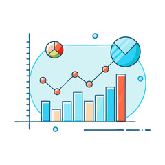 Fototapeta premium Business Growth Analysis Chart Showing Data Increase and Positive Trends with Pie Charts and Bar Graphs