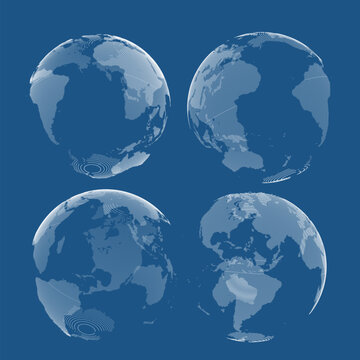 Vector illustration concept of digital technology, global network. Space development.