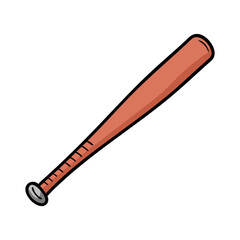 A cartoon illustration of a wooden baseball bat, perfect for sports graphics and game design