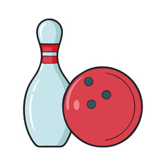 Bowling Pin and Ball Cartoon Illustration A Fun and Colorful Image of Bowling Equipment