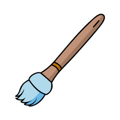 A Cartoon Illustration of a Light Blue Paintbrush with a Brown Handle