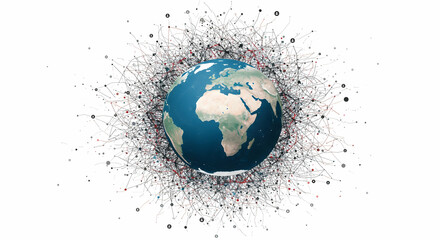 Earth Globe Surrounded by Network Connections Global Connectivity