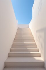 Fototapeta premium Minimalist White Stairway to Blue Sky