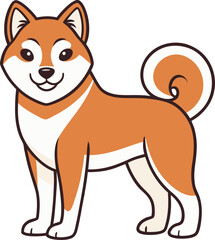 Cute shiba inu dog cartoon illustration japanese breed pet animal character design friendly smiling puppy vector artwork