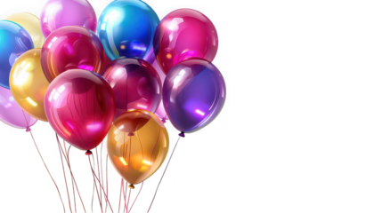 A bunch of colorful balloons floating against a black backdrop