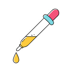 A Colorful Cartoon Illustration of a Dropper with Yellow Liquid Dispensing a Single Drop
