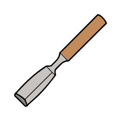 A Detailed Illustration of a Classic Wood Carving Chisel with a Wooden Handle