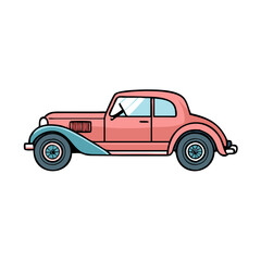 Classic Vintage Retro Pink Car Illustration Design