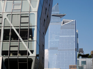 hudson yard new york city modern buildings detail from the high line walkway
