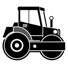 Road roller construction equipment heavy machinery asphalt compactor vehicle engineering transport silhouette isolated on transparent background