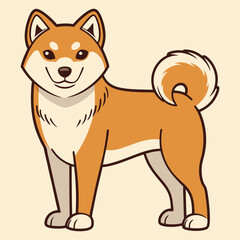 Cute shiba inu dog cartoon illustration japanese breed isolated on light background