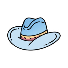 A Light Blue Cowboy Hat with a Decorative Band A Stylish Western Headwear Illustration