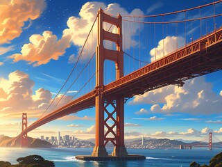 Fototapeta premium golden gate bridge at sunset