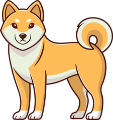 Cute shiba inu dog cartoon illustration standing profile view adorable pet character design