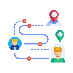 Visual Representation of a MultiStep Journey or Process Involving Multiple People and Locations