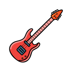 A Red Electric Guitar Illustration Cartoon Style