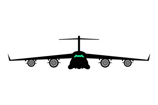 C-17 Globemaster III Front View &ndash; Hand-Drawn Military Cargo Aircraft Vector