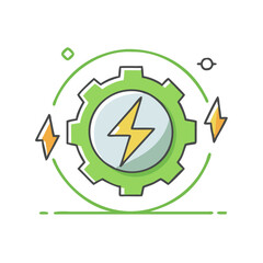 Green Gear with Lightning Bolt  Symbolizing Efficient Energy Power and Process Optimization