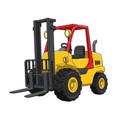 Yellow Forklift Cartoon Illustration for Industrial Designs