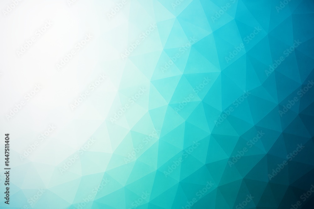 Aufkleber Abstract geometric light blue polygonal background with gradient effect and subtle low poly shapes on white to teal transition.