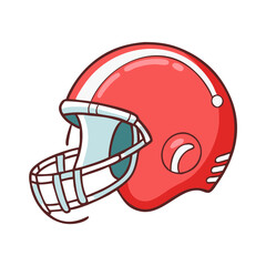Red American Football Helmet Illustration Cartoon Style Graphic Design