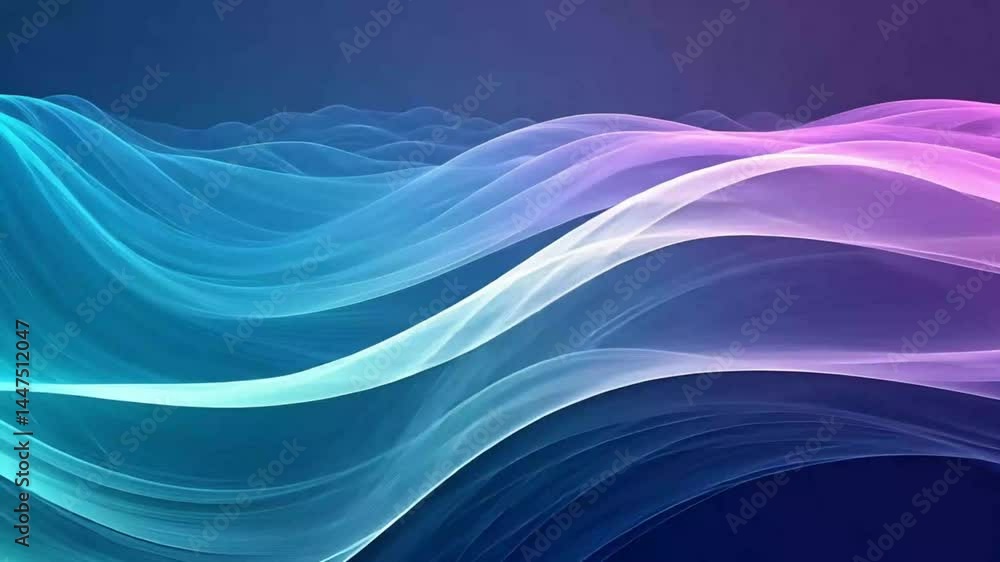 Poster Abstract flowing wave forms of gradient colors for digital background visuals