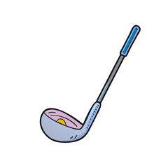 A Cartoon Drawing of a Golf Club Ready to Hit a Golf Ball