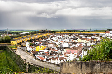 Obraz premium View over Elvas in Portugal with its typical Portuguese buildings and cobblestone streets