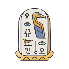 Ancient Egyptian Bird Tyet Amulet with Hieroglyphs and Symbols